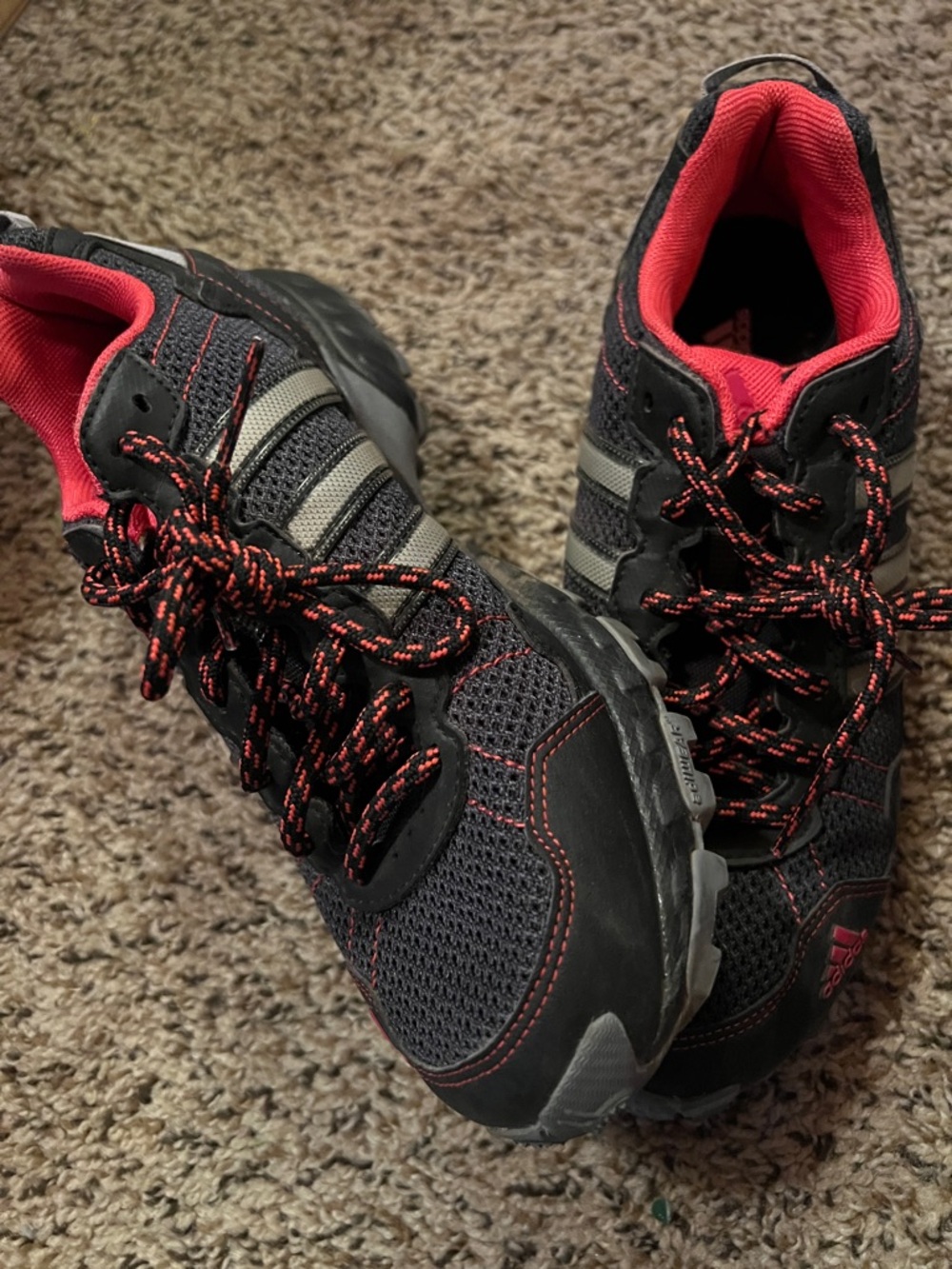 adidas Black and Fuschia Pink Athletic Trail Sneakers